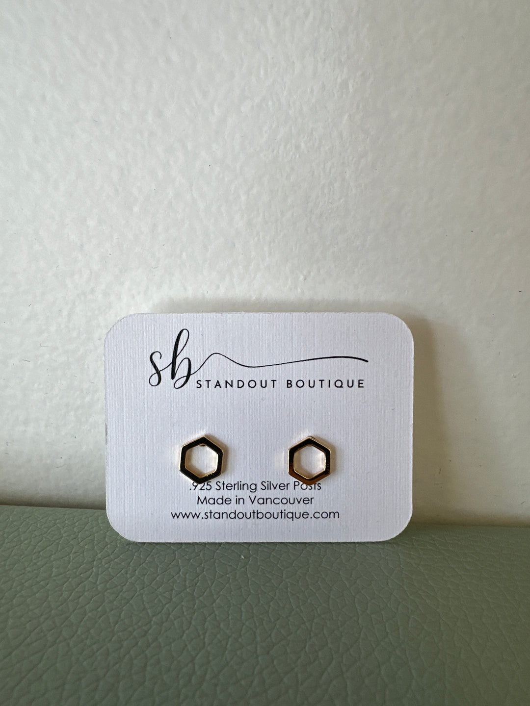 Standout Boutique Hexagon Gold Studs