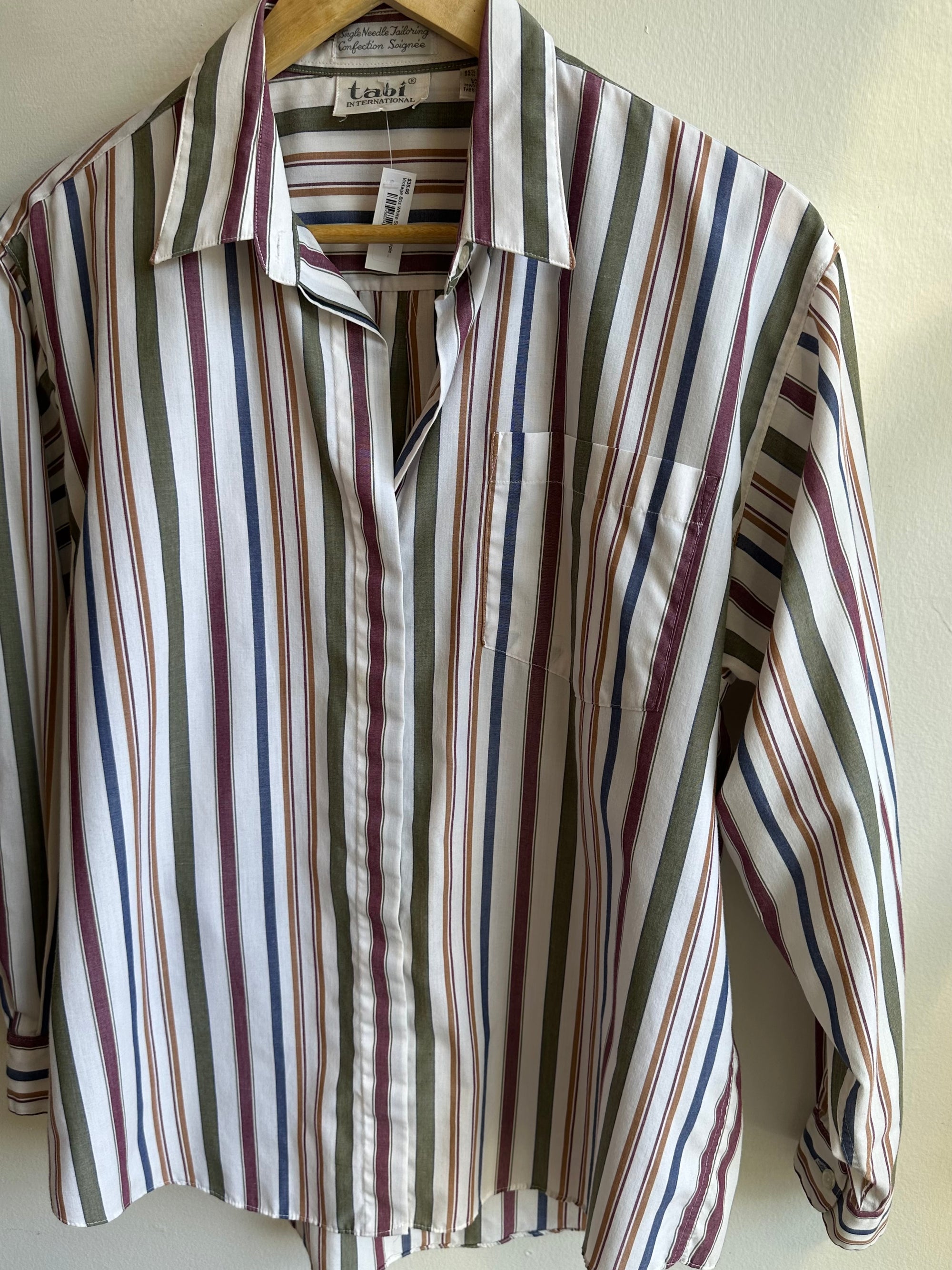 Vintage Tabi Striped Button-Up Shirt | Size Medium