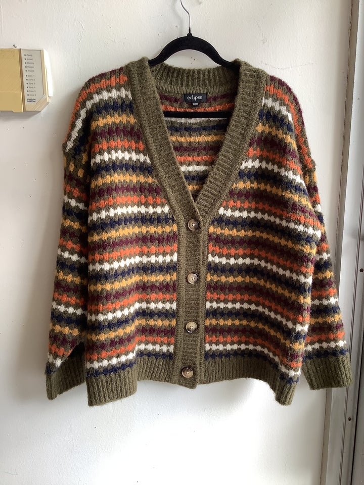 Eclipse Fair Isle Striped Oversized Cardigan