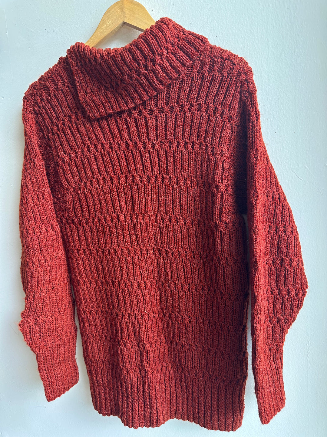 Debbie Svensson Hand Knit Rust Cowl Neck Sweater