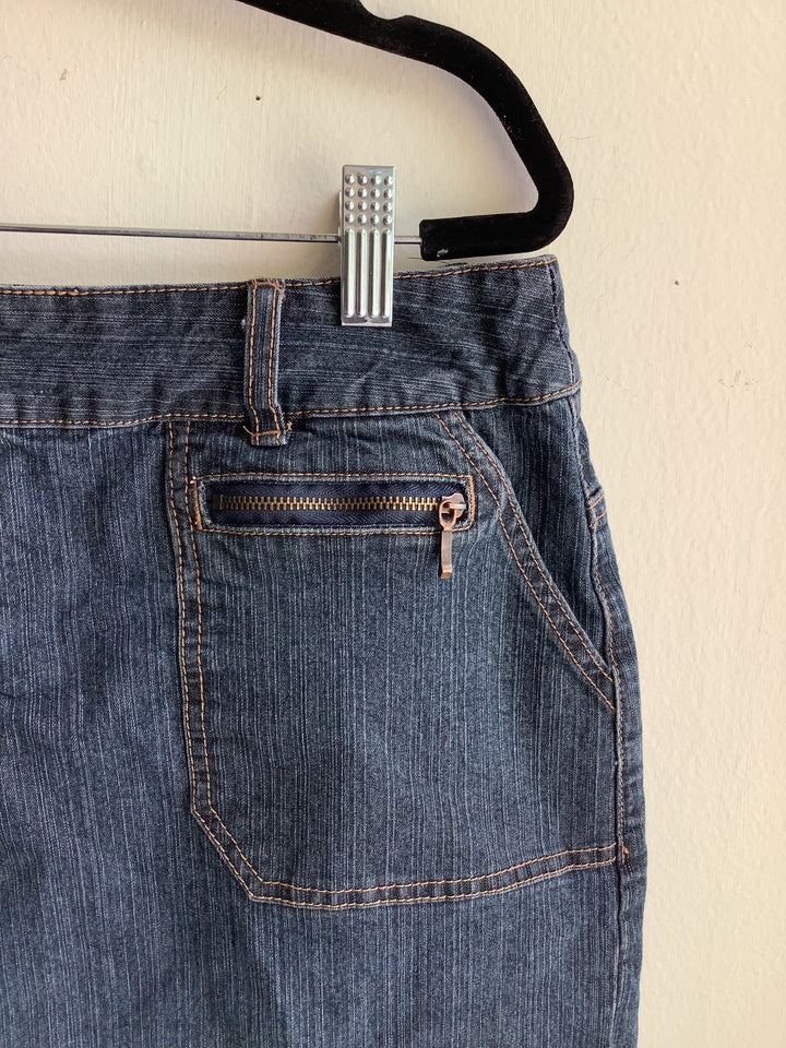 Contrast Stitch Denim Midi Skirt