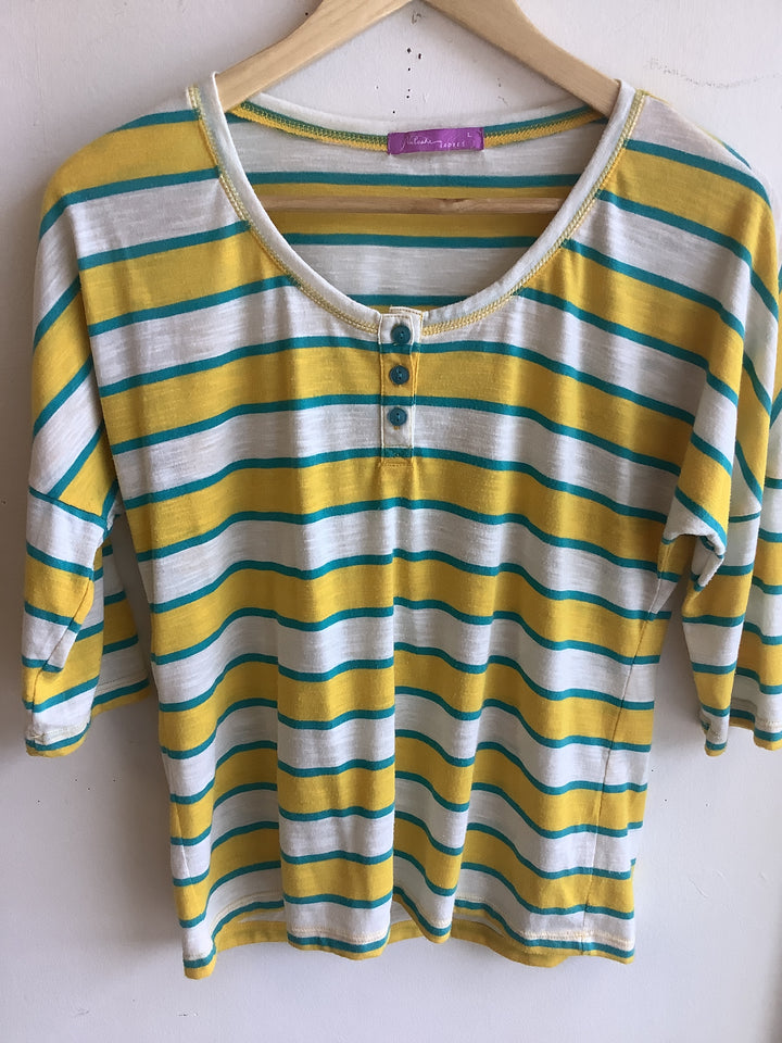 Natlasha Retro Striped Henley Top