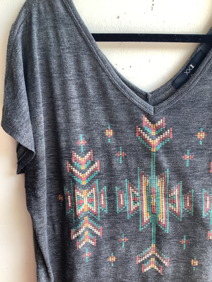 Southwestern Fringe V-Neck Tee