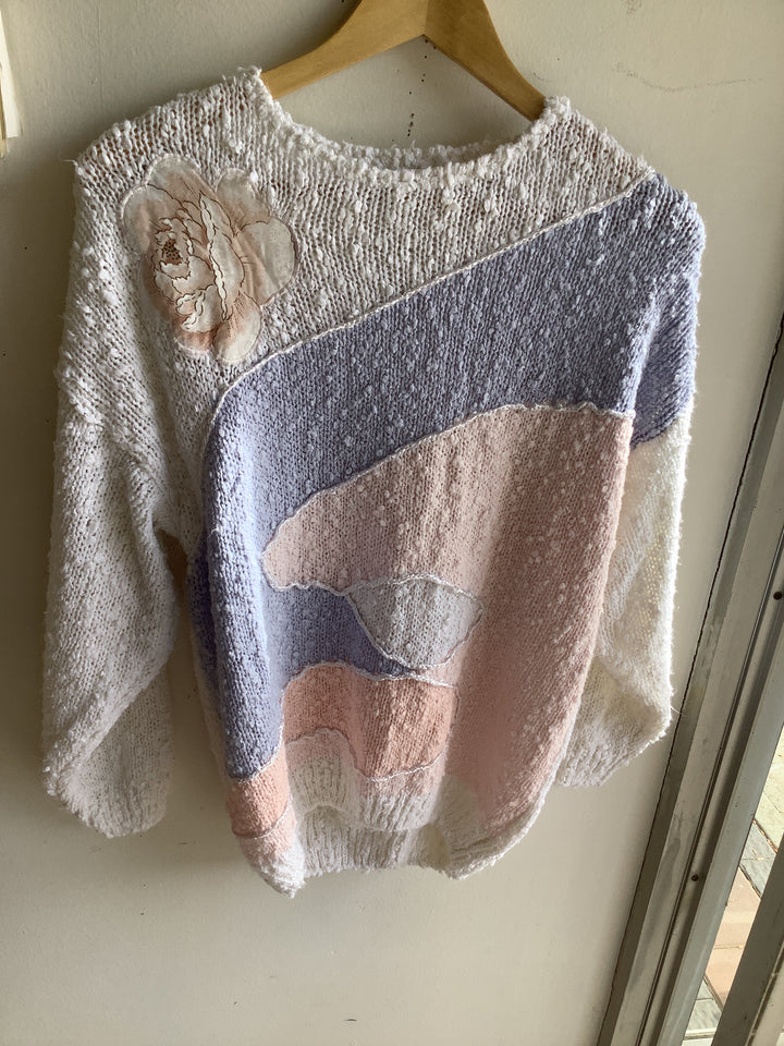Vintage Pastel Floral Sweater