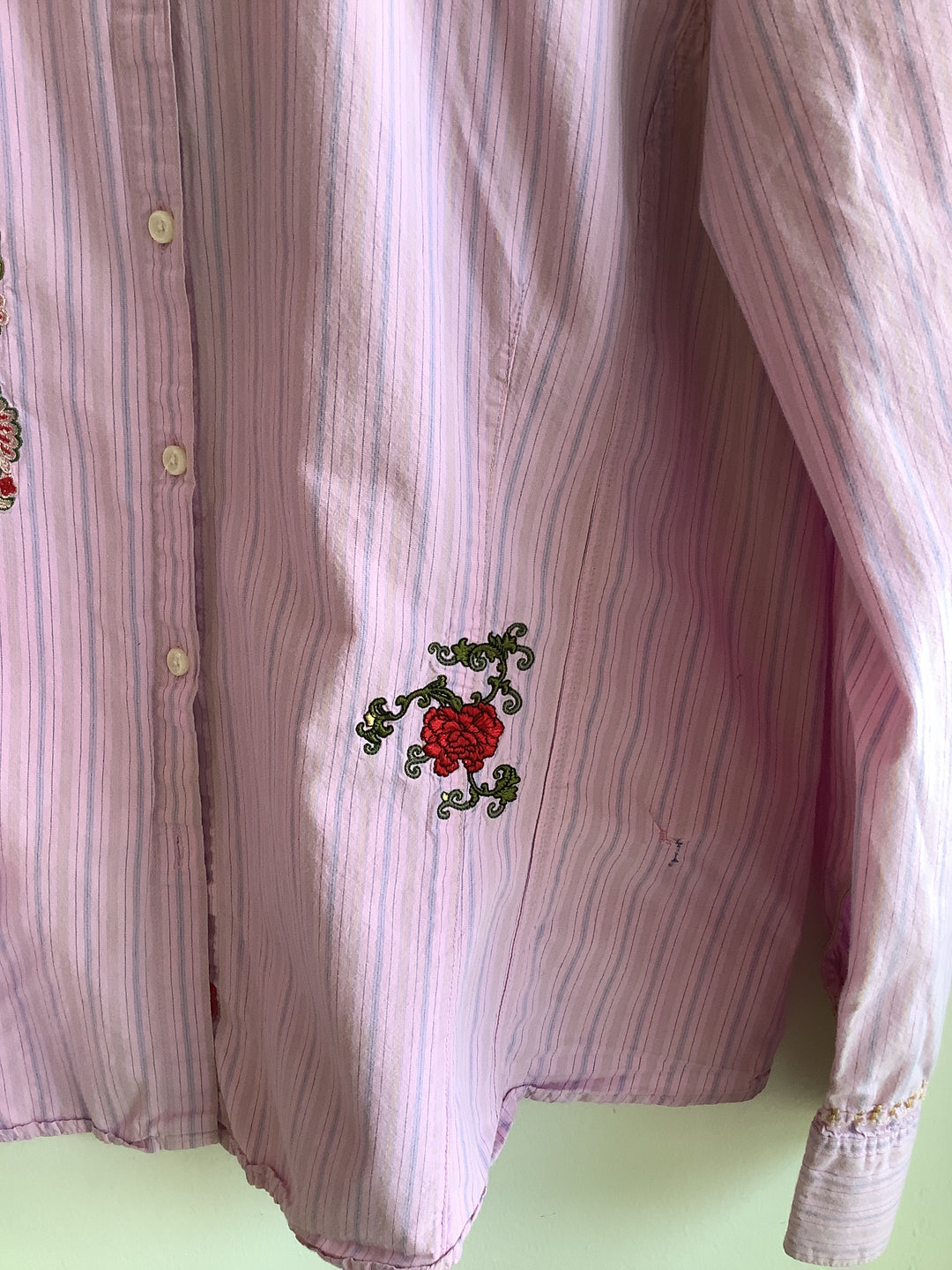 Embroidered Cabi Pink Stripe Blouse