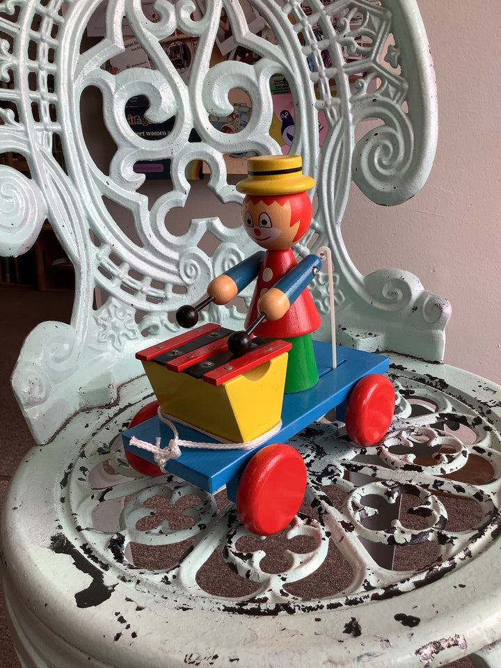 Vintage Wooden Pull Along Xylophone Toy