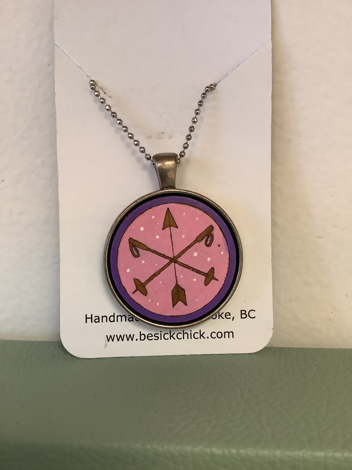 Sick Chick Necklace Pink Ski Poles/Arrow #10