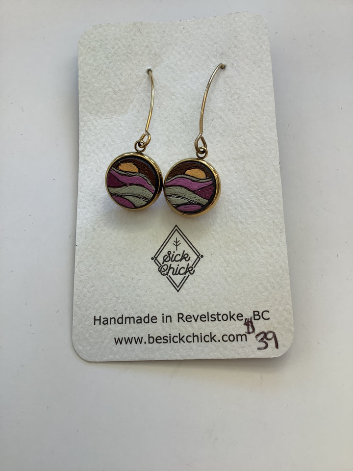 Purple Sunset Gold Dangle Earrings - Sick Chick