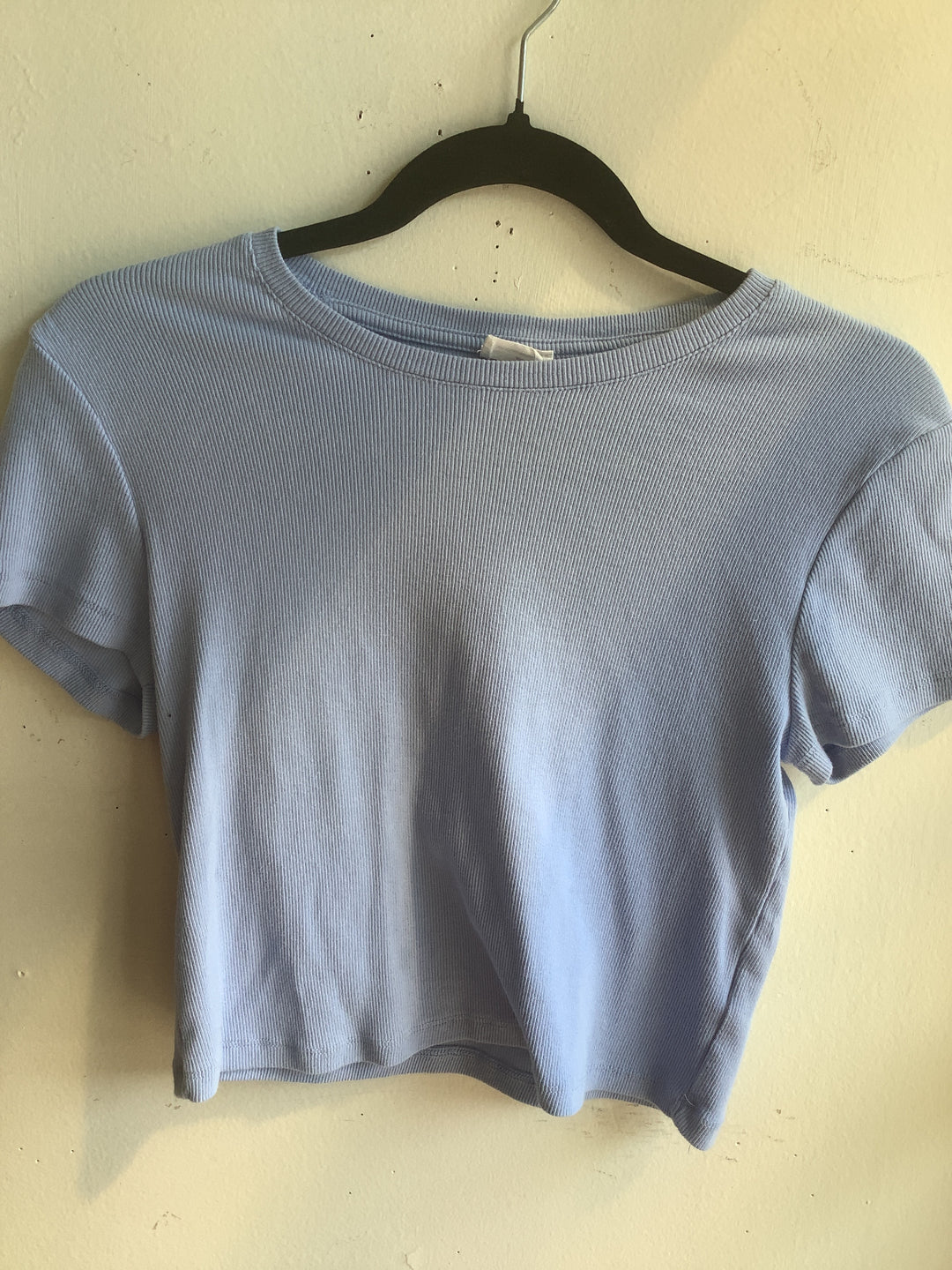 Powder Blue Ribbed Crop Top