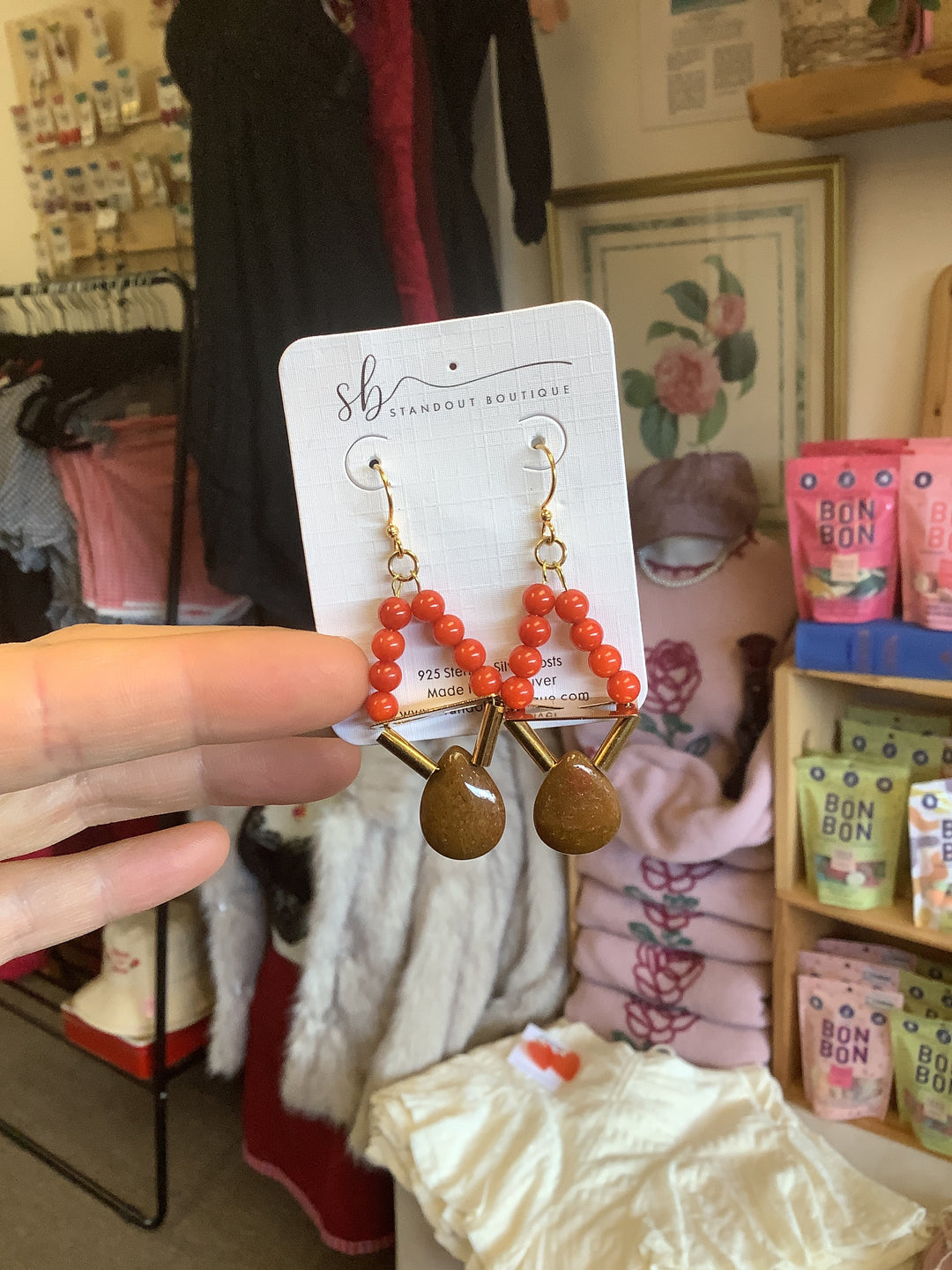 Standout Boutique Coral+Ocean Jasper Earrings- Vancouver, BC