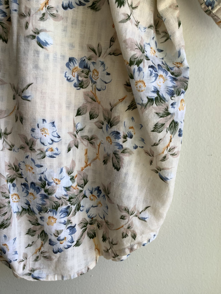Vintage Penmans Plus Blue Floral Linen Blend Blouse