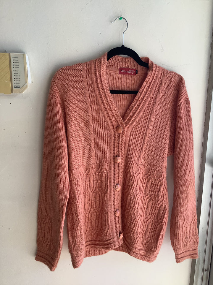 Winterberry Dusty Rose Cable Knit Cardigan