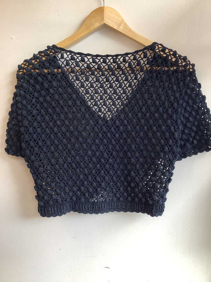 Vintage Black Crochet Shrug