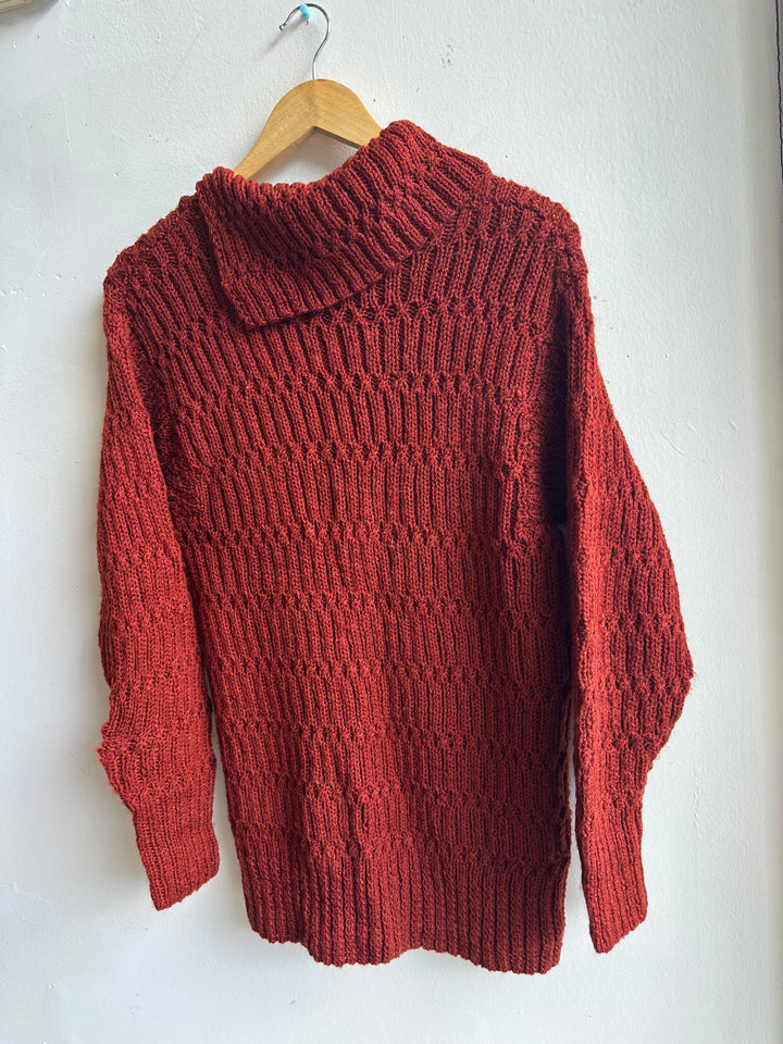 Debbie Svensson Hand Knit Rust Cowl Neck Sweater