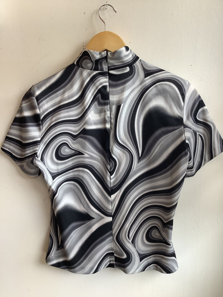 90s Midnight Marble Mock Neck Top