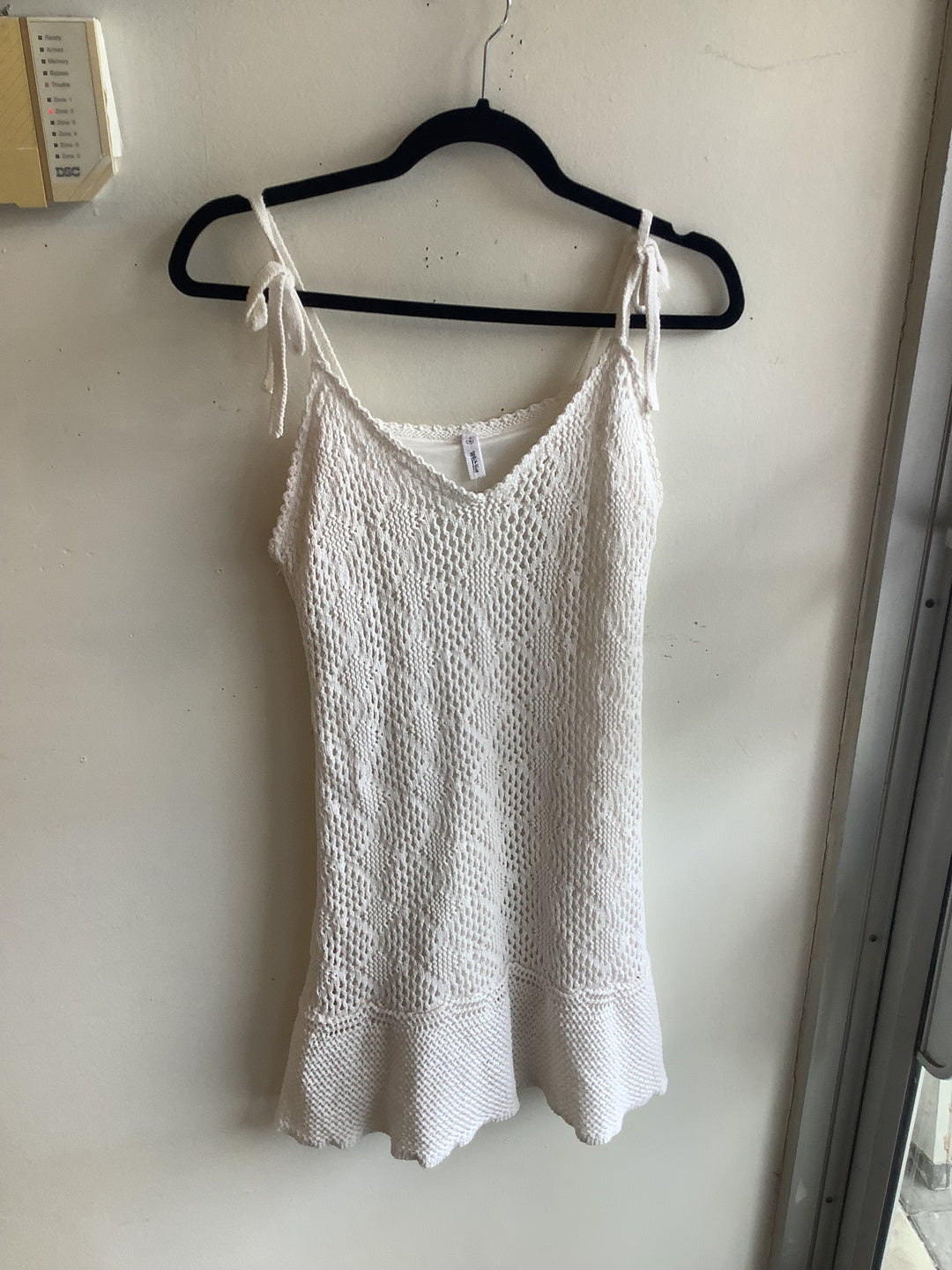 Cream Crochet Tie Strap Mini Dress
