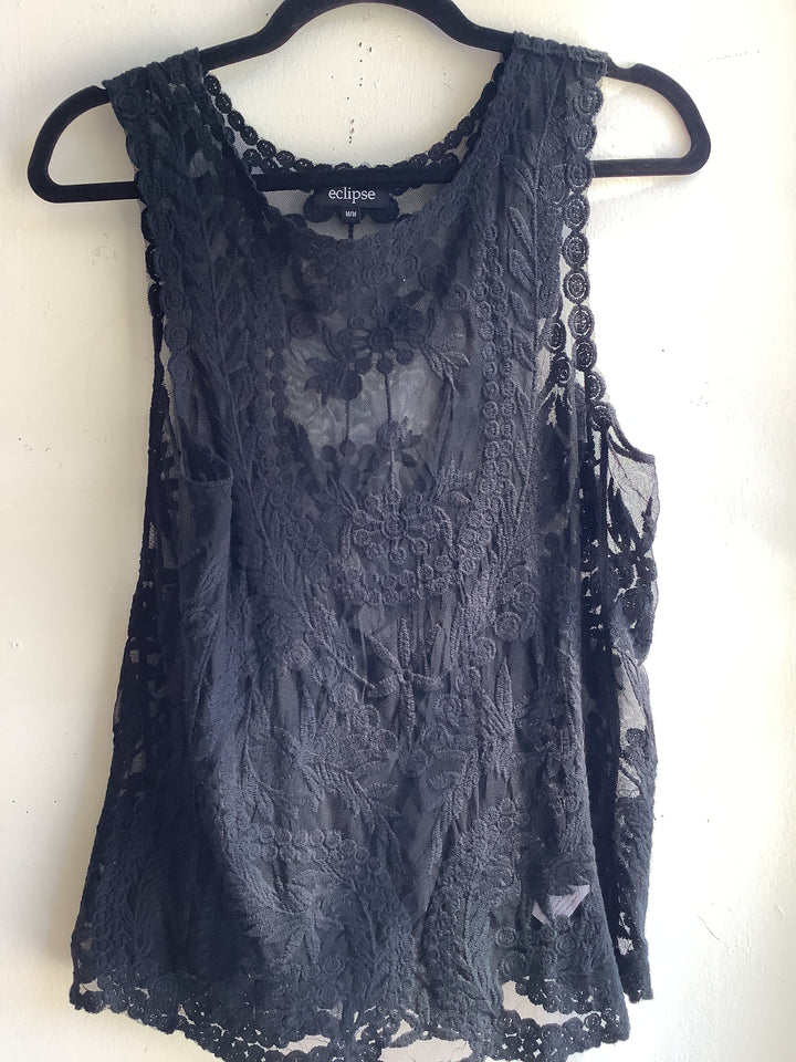 Boho Black Lace Top