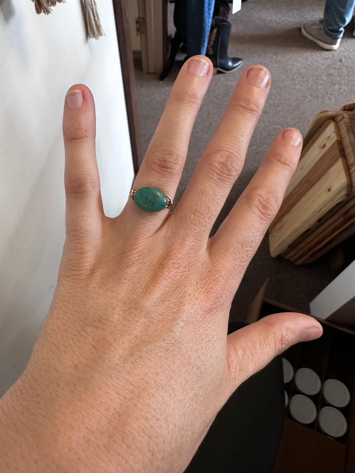 Copper Wire Amazonite Flow Ring