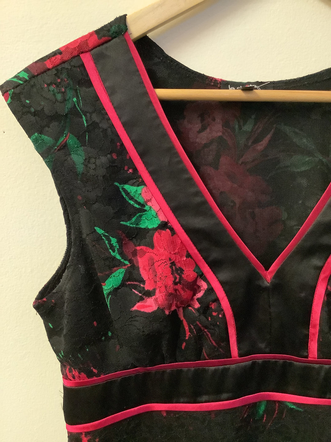 Vintage Crimson Garden Lace Panel Top