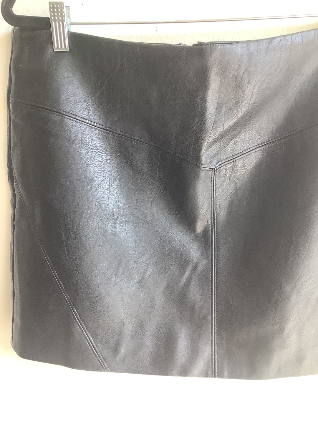 Black Leather Panelled Mini Skirt