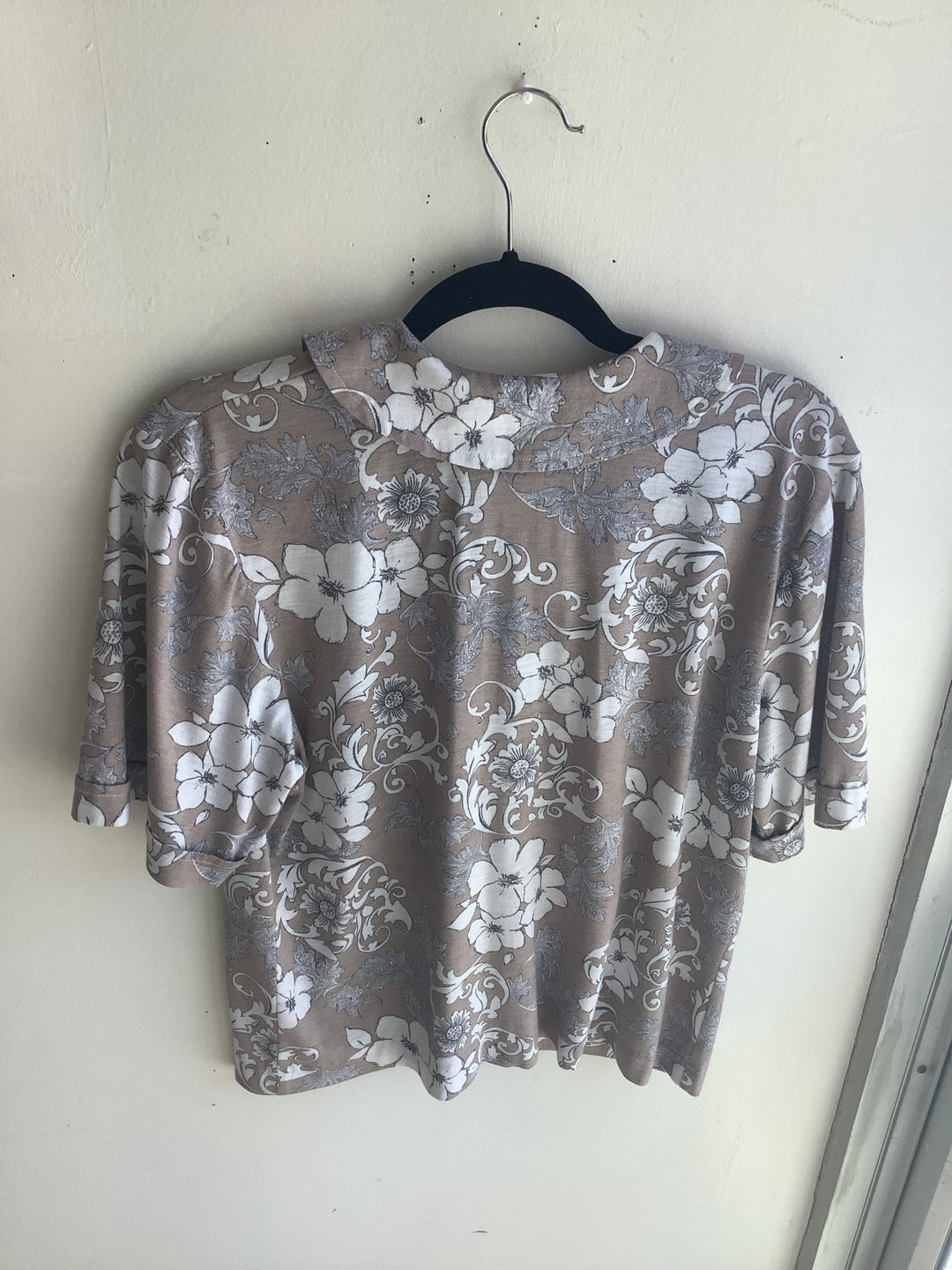 Vintage Taupe Floral Button Blouse