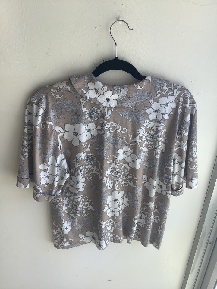Vintage Taupe Floral Button Blouse