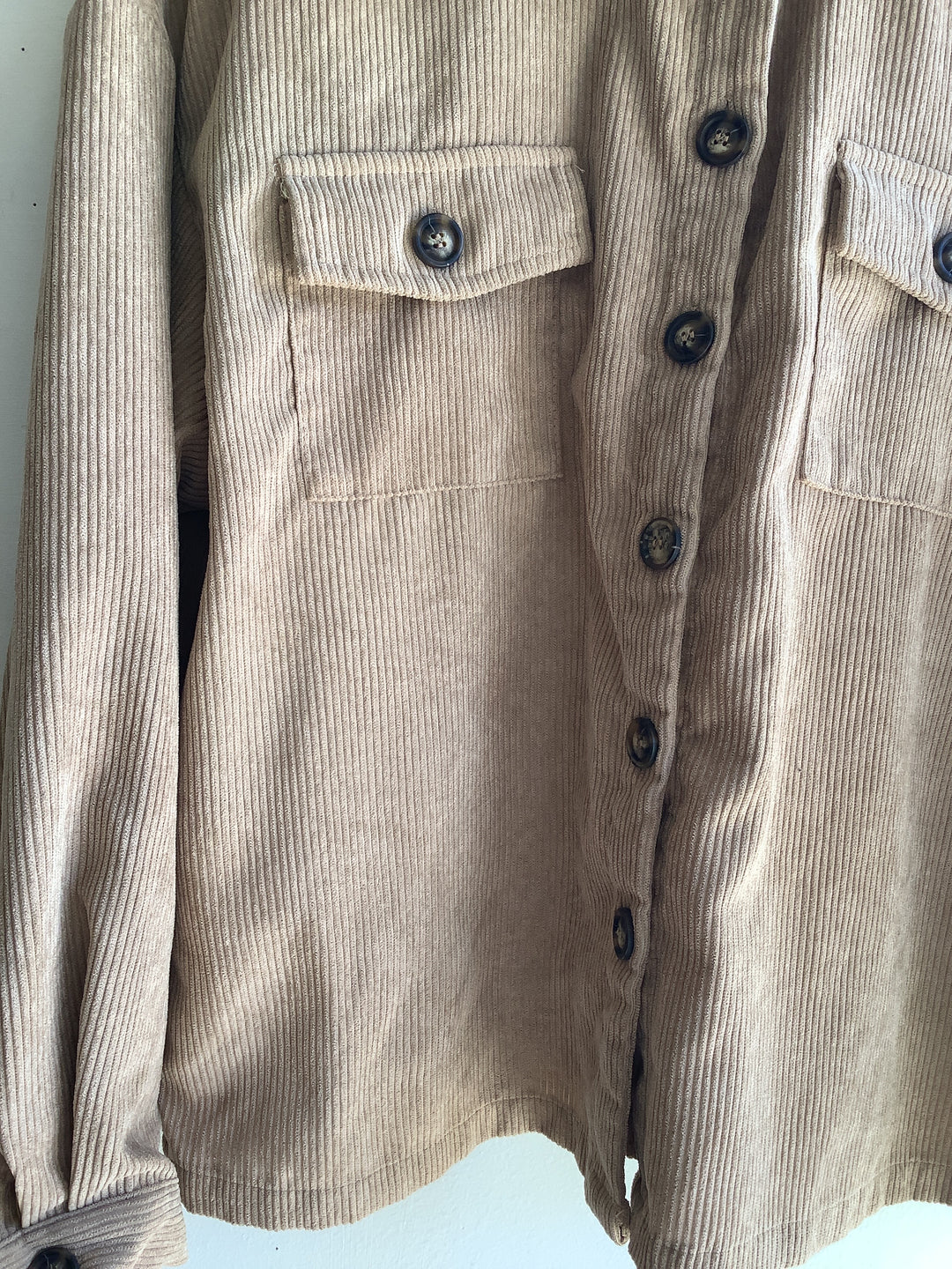Taupe Corduroy Button Up Shacket