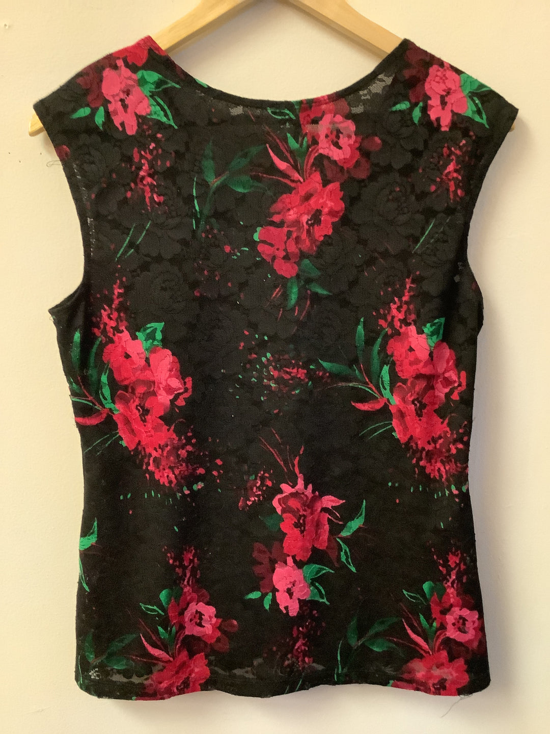 Vintage Crimson Garden Lace Panel Top