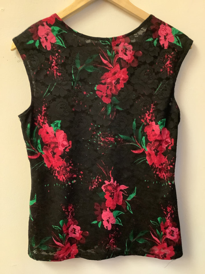 Vintage Crimson Garden Lace Panel Top