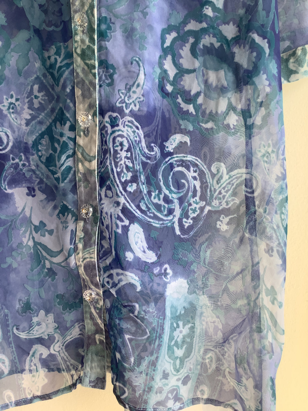 Vintage Sheet Western Shirt | Blue Paisley Bloom | Size Medium