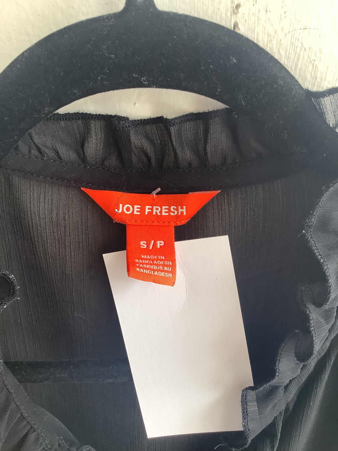 Joe Fresh Sheer Embroidered Ruffle Blouse