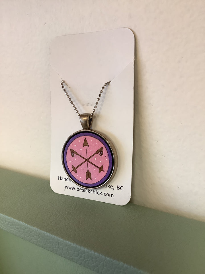 Sick Chick Necklace Pink Ski Poles/Arrow #10