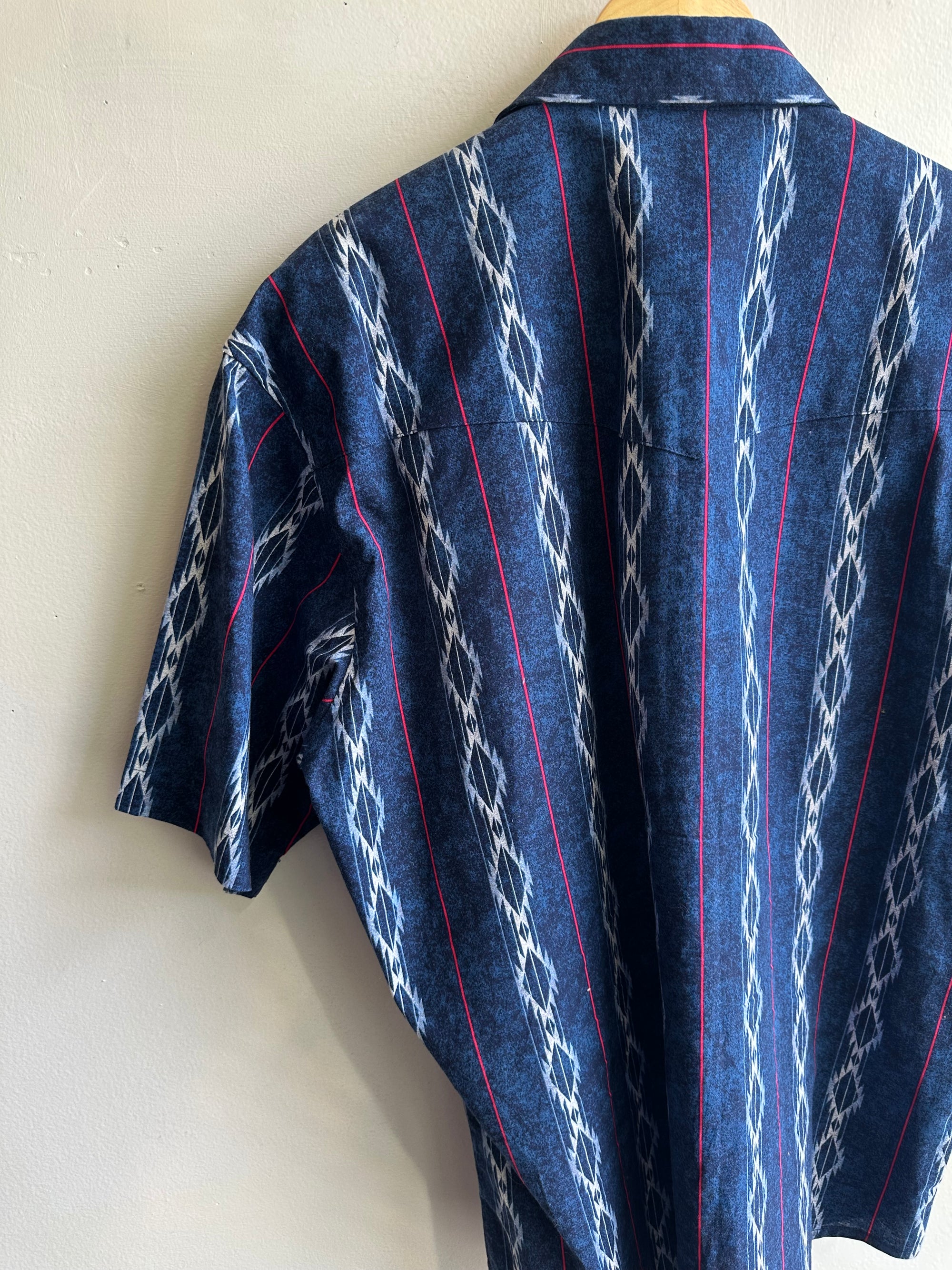 Vintage Men’s Blue Western Wrangler Shirt | Size Large