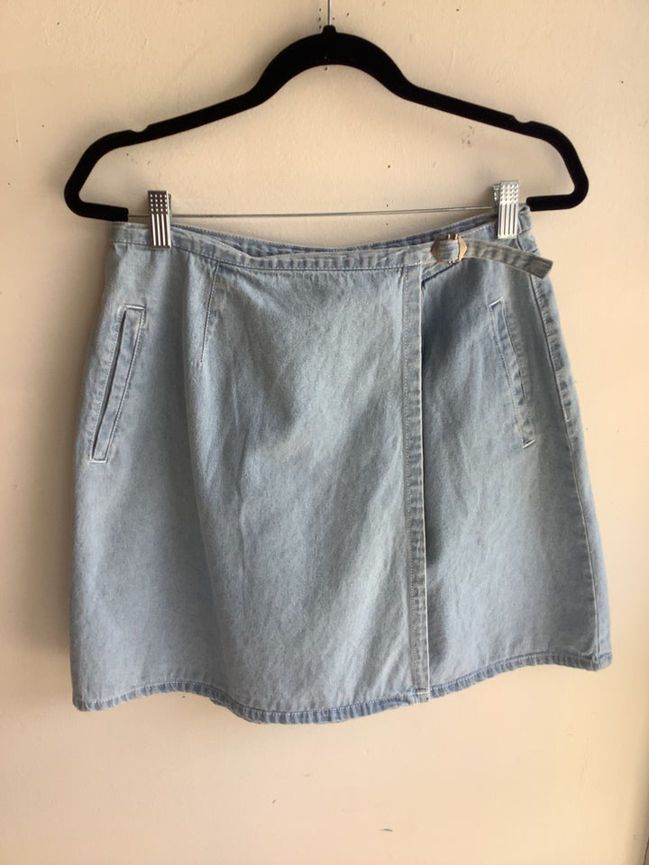 Sea Glass Wrap Denim Skirt