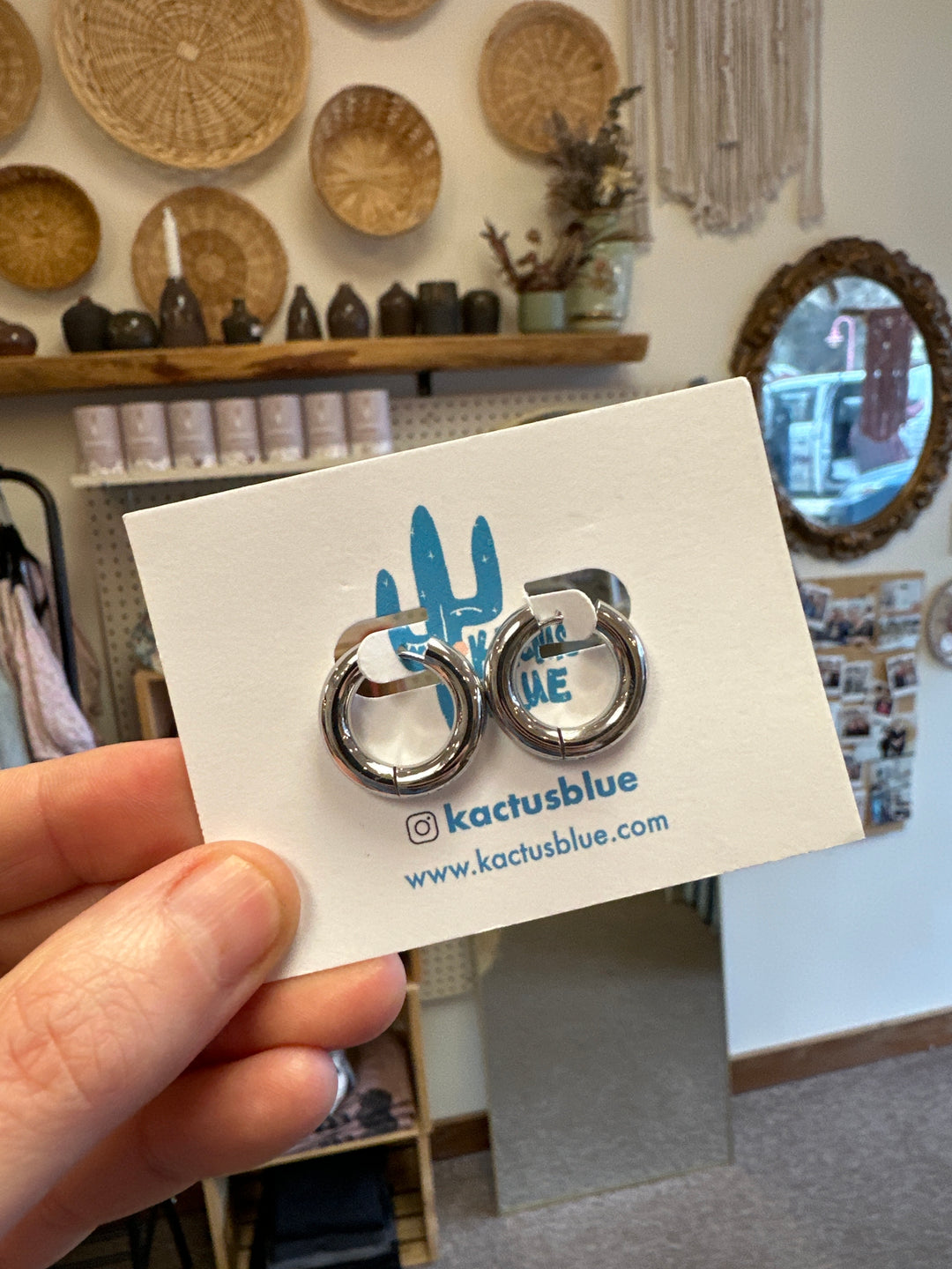 Kactus Blue Steel Chunky Round Hoops