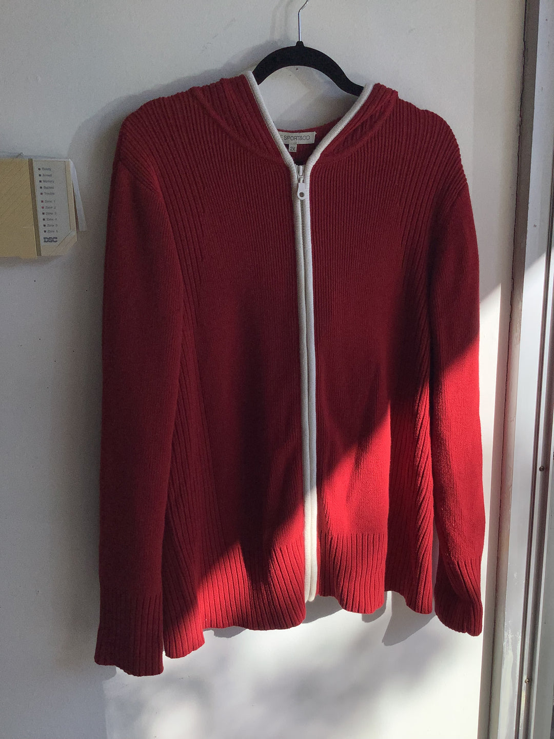Red Cotton Zip Up Hoodie