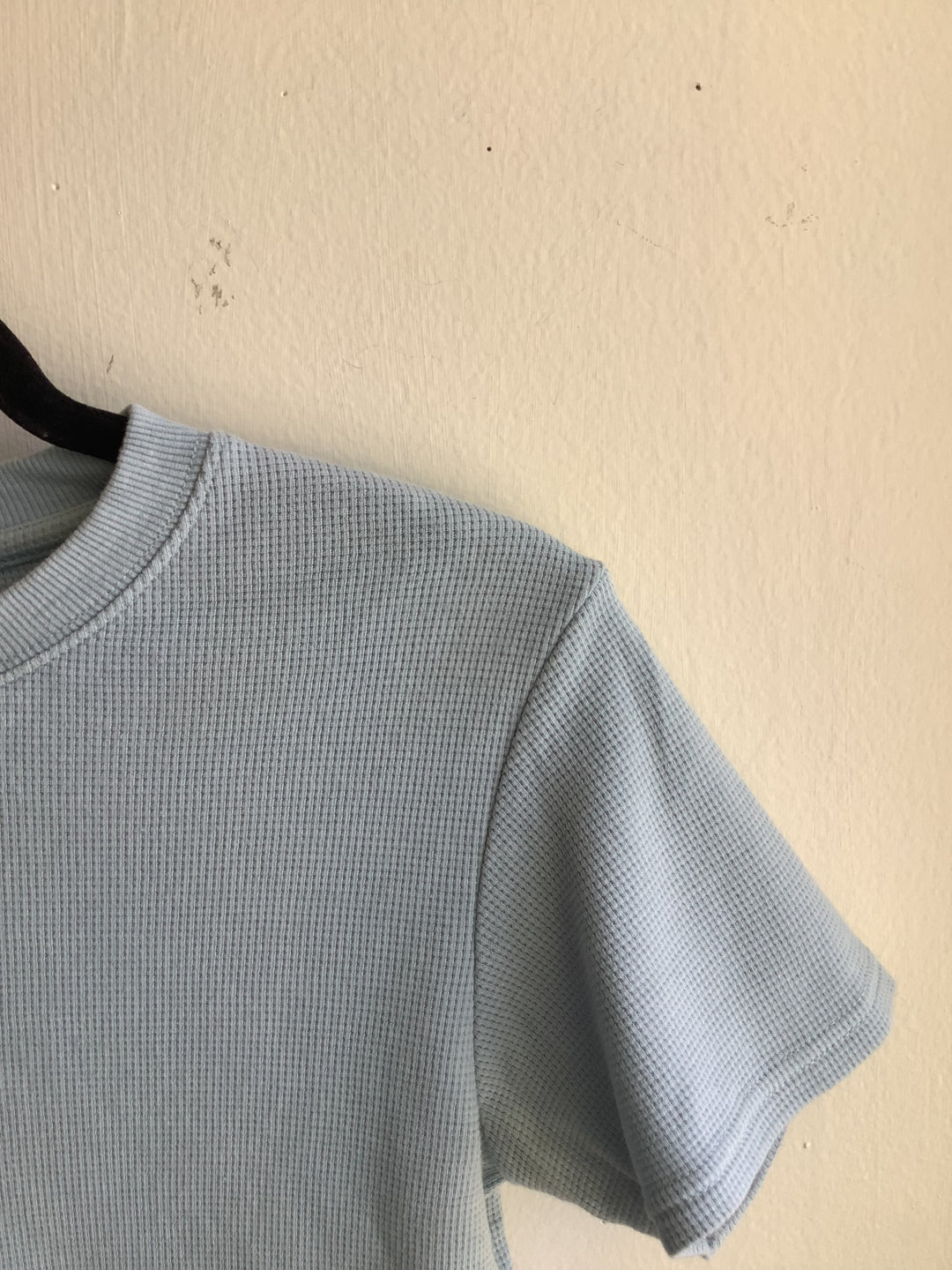 Agenda Sky Blue Orgnaic Waffle Crop Tee