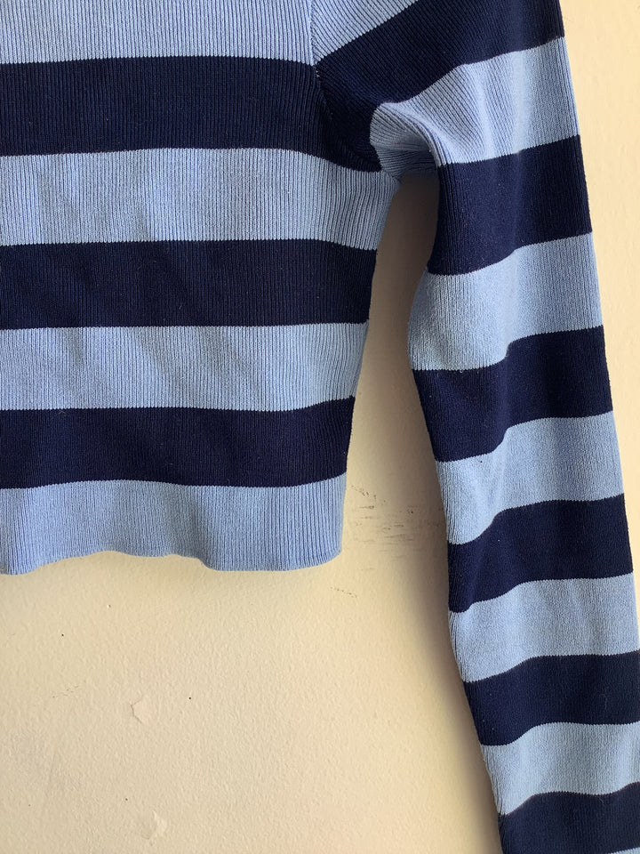 Zara Candy Stripe Knit Crop Sweater