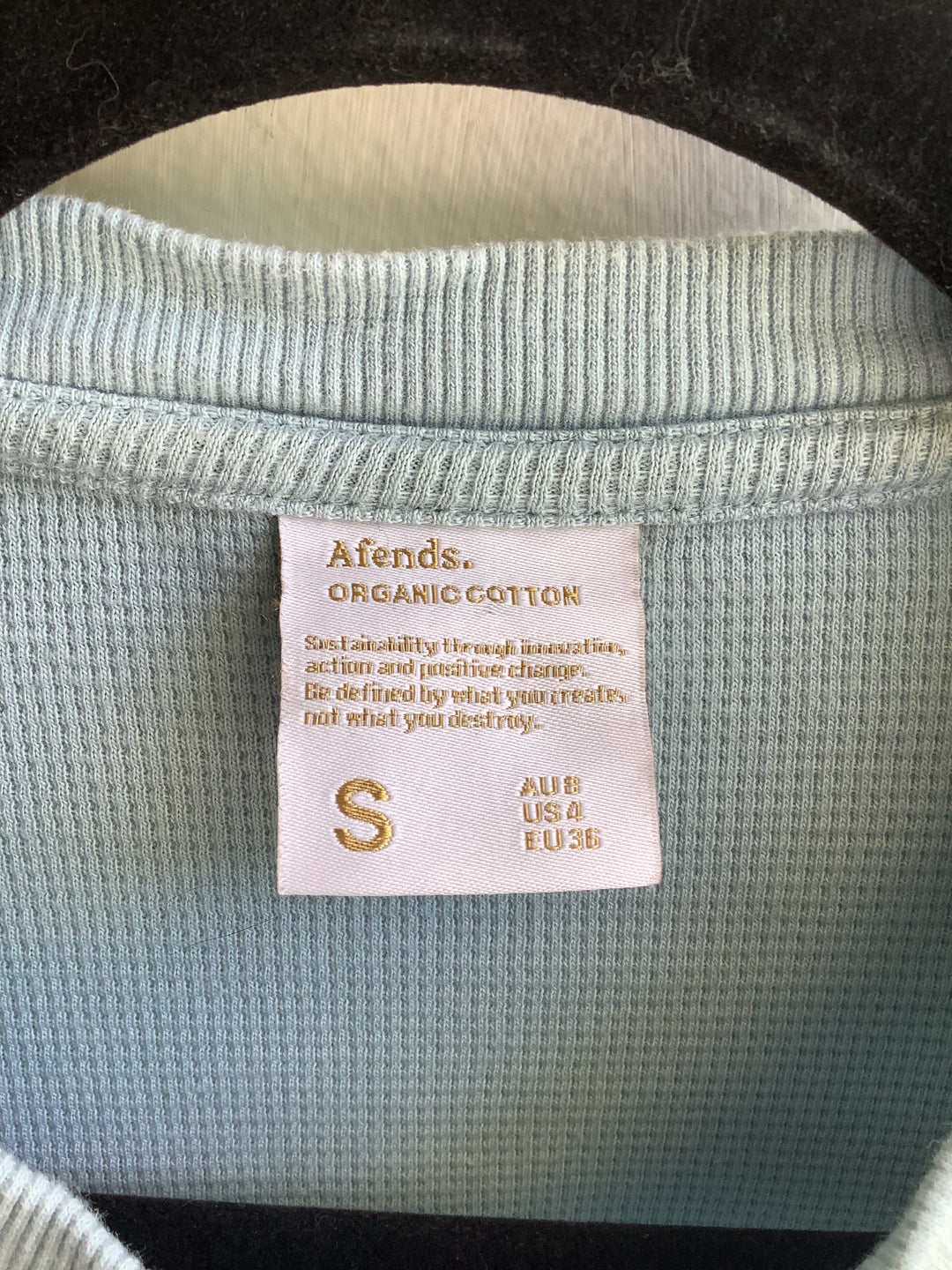 Agenda Sky Blue Orgnaic Waffle Crop Tee