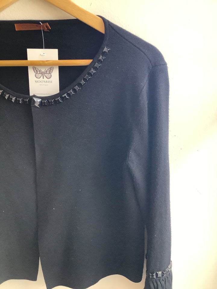 Vintage Belldini Black Studded Cropped Cardigan