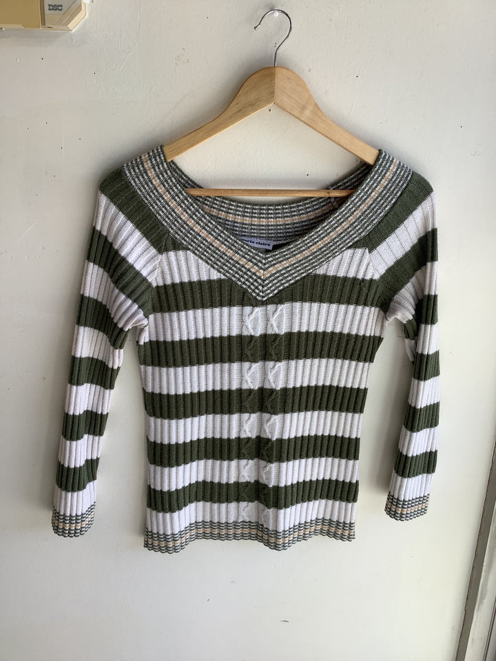 Marie Claire Ribbed Stripe Knit Top - Ana