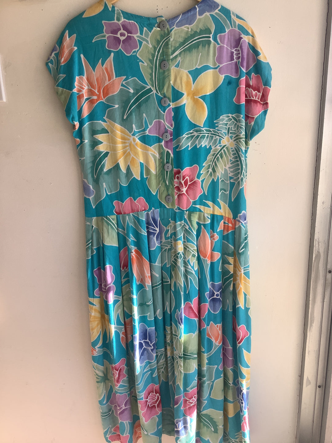 Vintage Tropical Floral Midi Dress