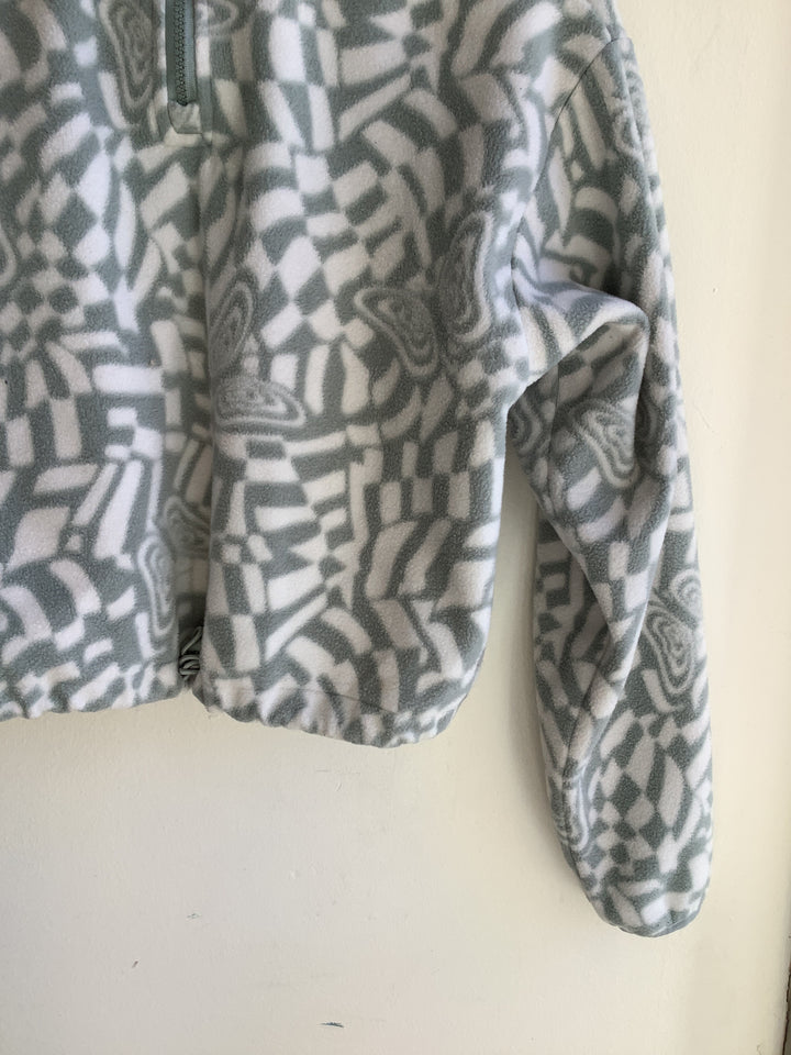 Harlow Sage Green & White Patterned Fleece Pullover