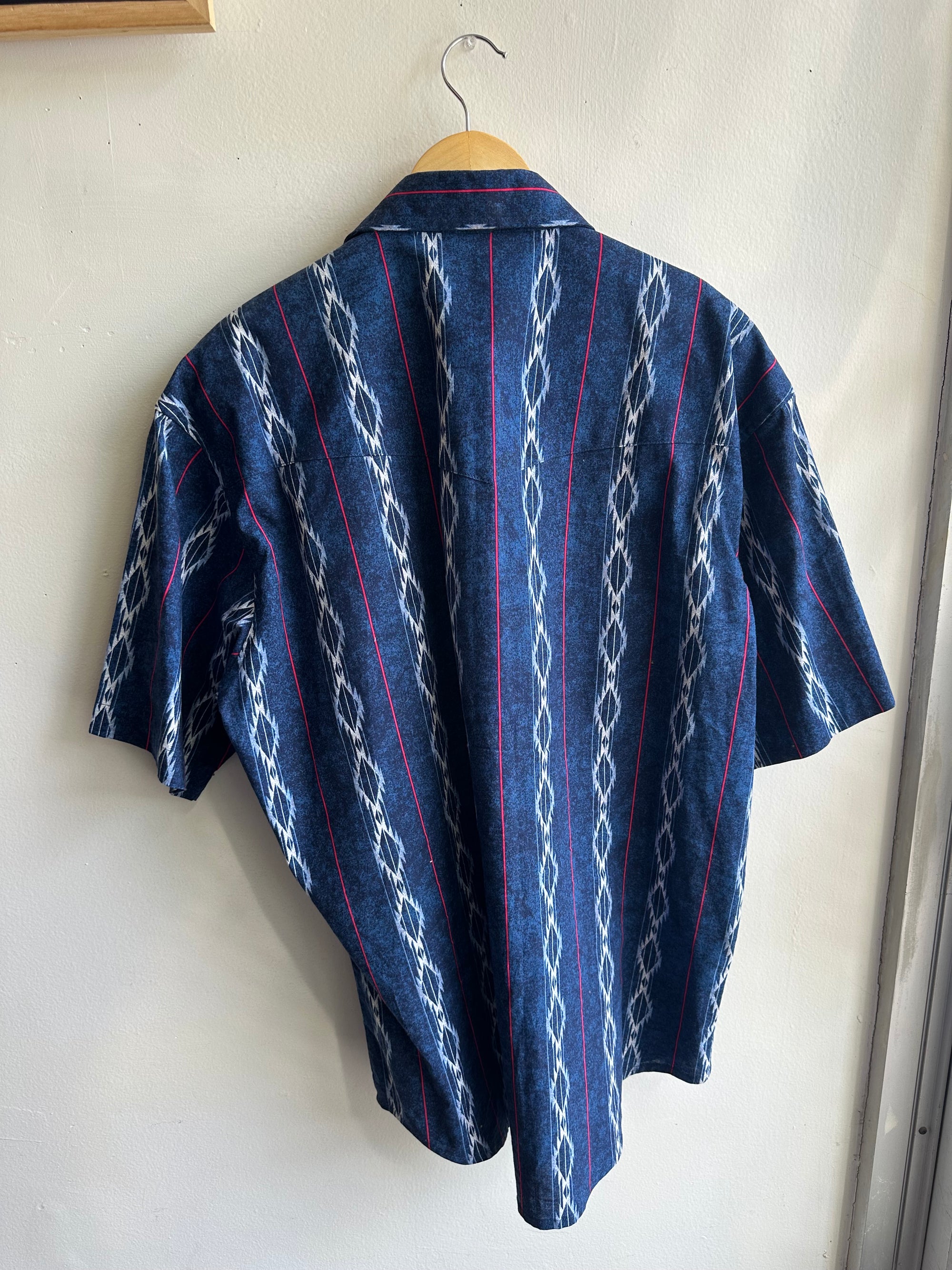 Vintage Men’s Blue Western Wrangler Shirt | Size Large