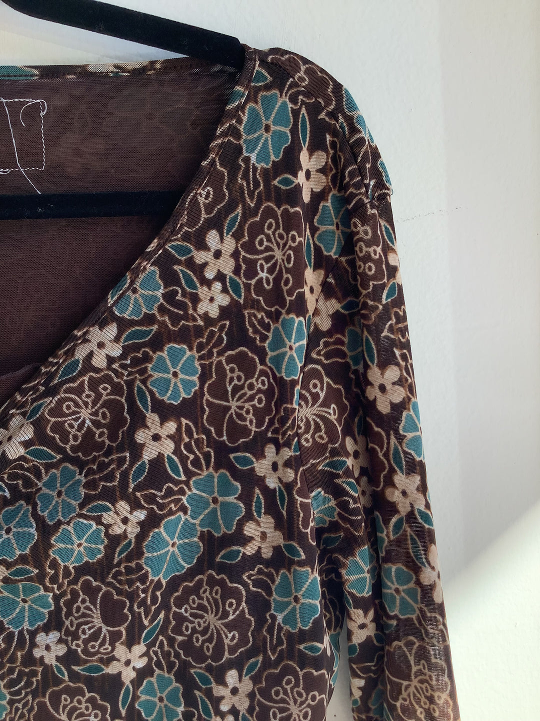 Brown and Teal Longsleeve Top