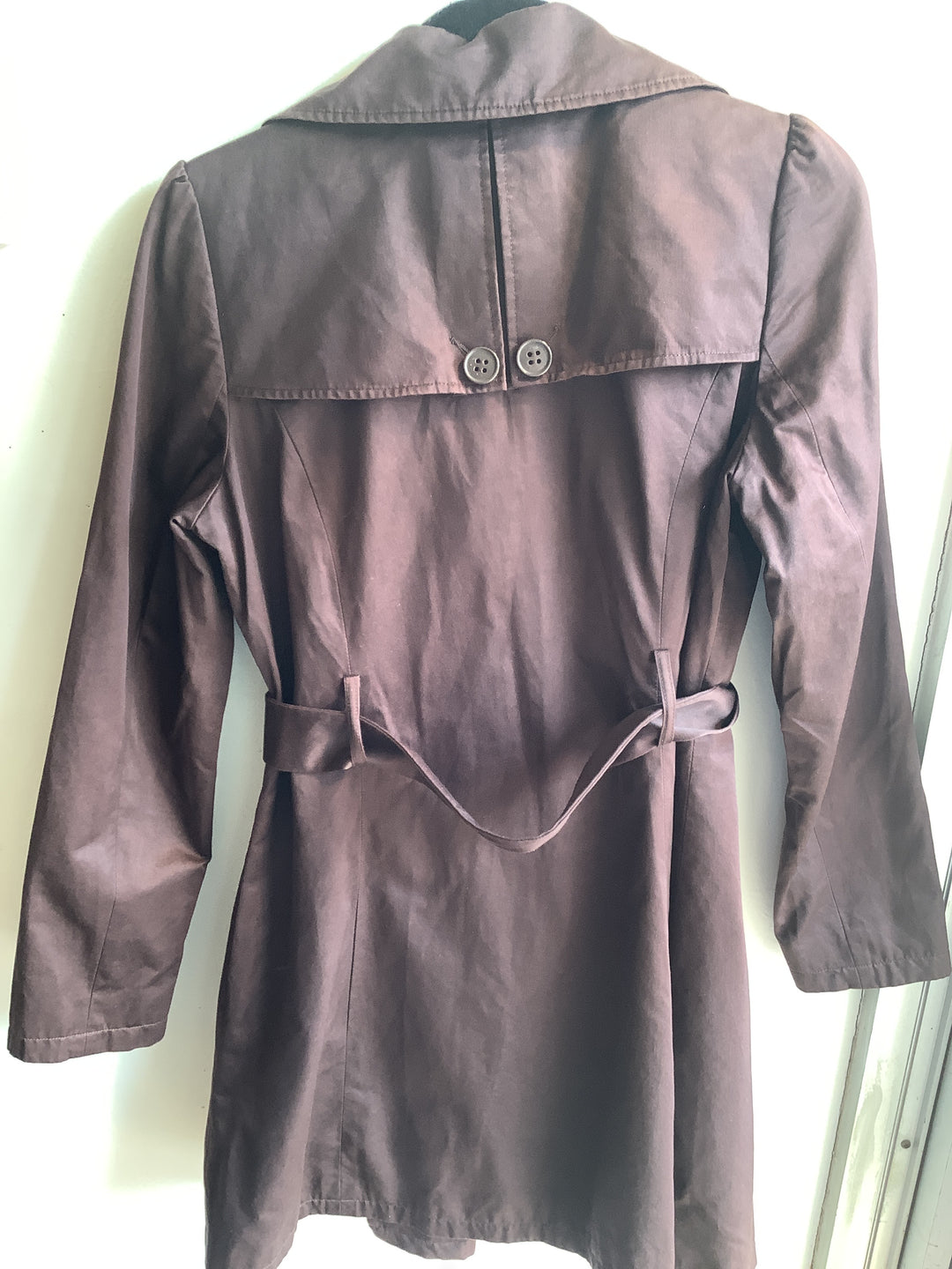 Thanx Chocolate Brown Ruffle Trench Coat