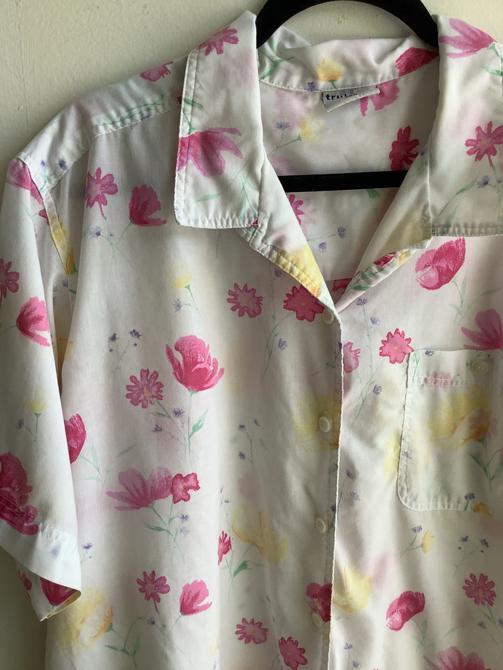 Vintage Floral Button Up Blouse
