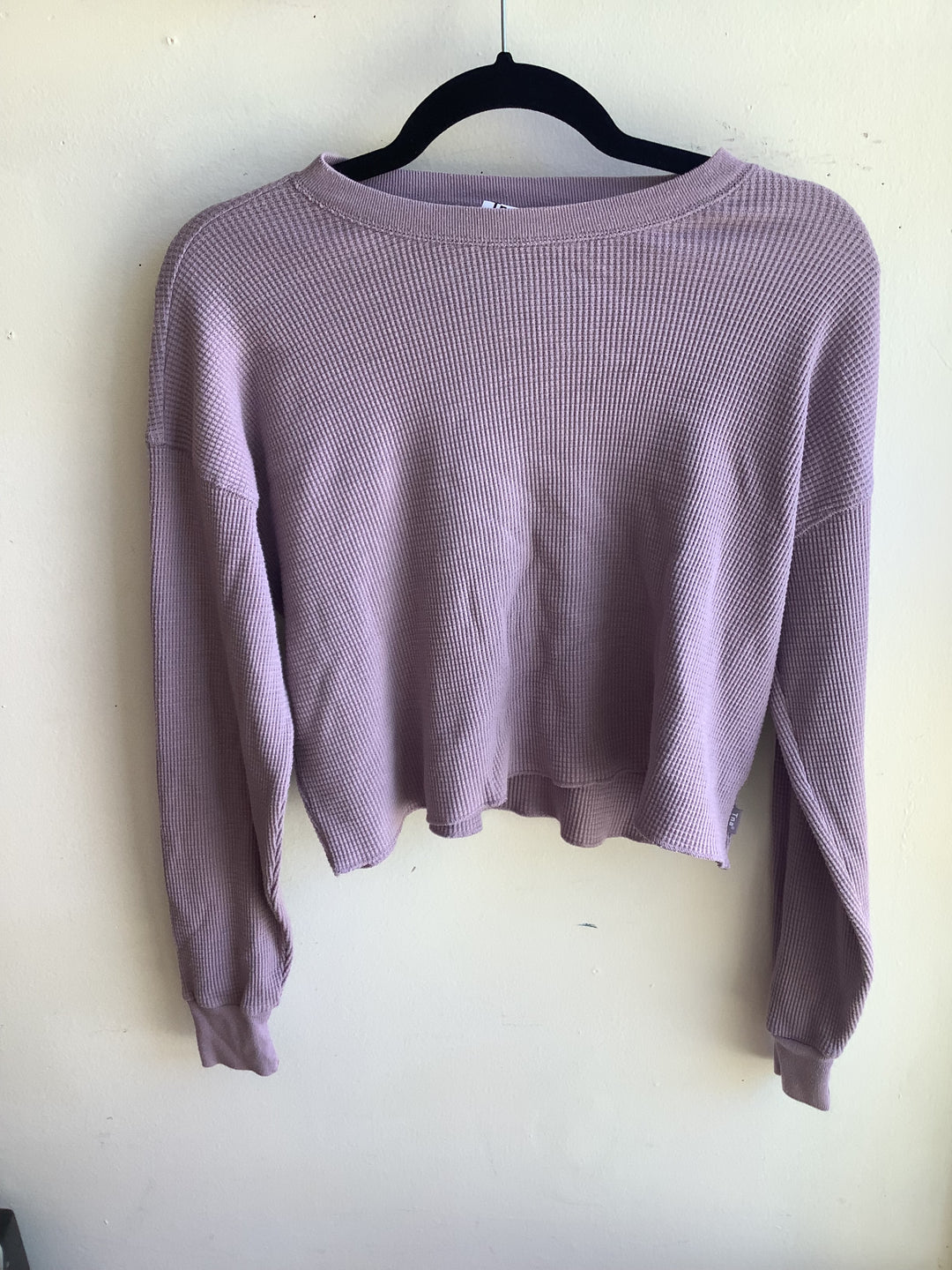 Dusty Lavender Waffle Knit Crop Pullover