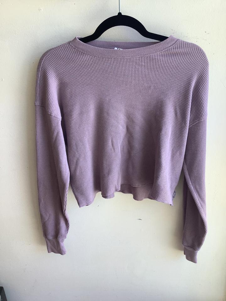 Dusty Lavender Waffle Knit Crop Pullover