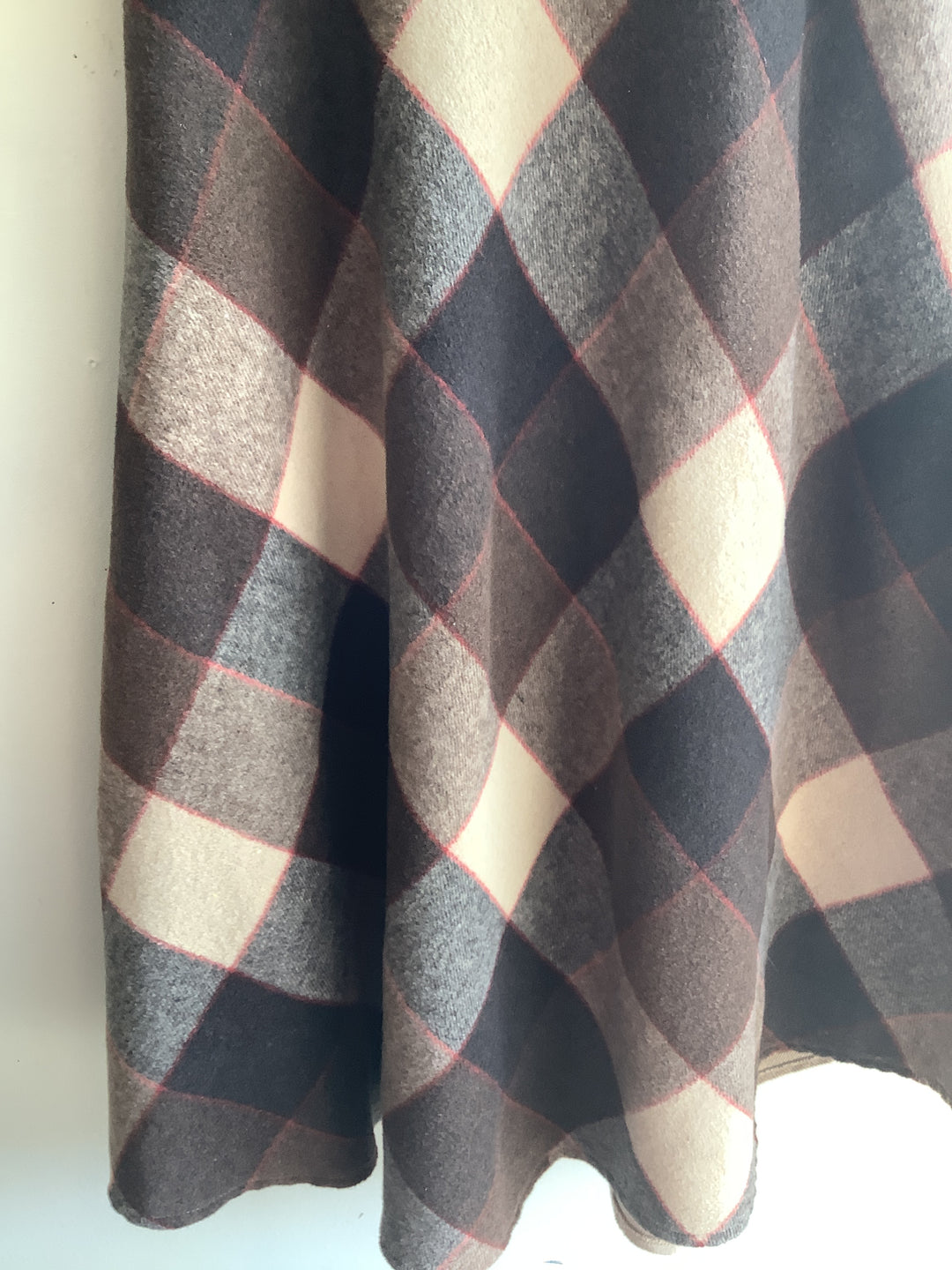 Vintage Plaid Wool Blend Midi Skirt